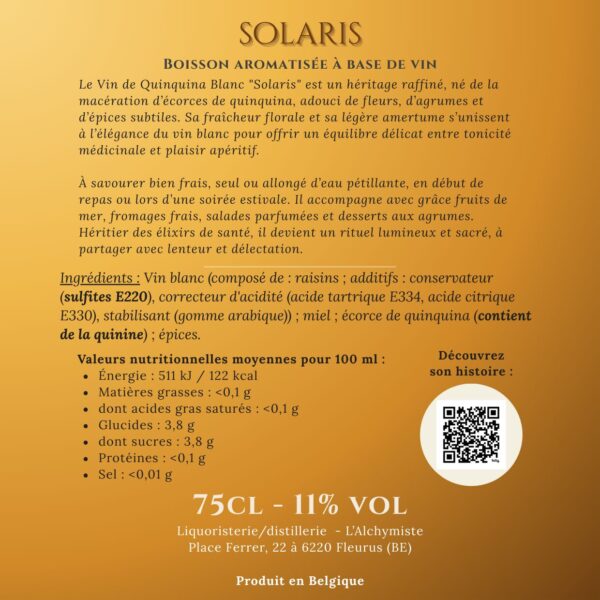 Solaris - Vin de Quinquina Blanc – L’Alchymiste (75cl)