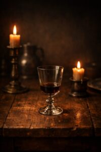 Bouteille d’Hypocras – vin rouge médiéval épicé