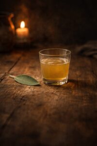 Bouteille de Saugée – vin blanc médiéval à la sauge