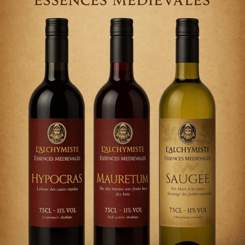 Pack Trilogie Essences médiévales – coffret vin artisanal belge avec Hypocras, Mauretum et Saugée